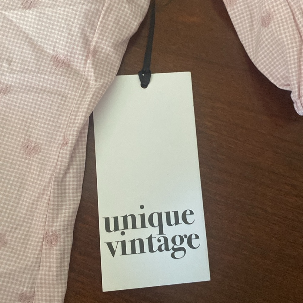 Unique Vintage dusty rose heart puff sleeve top size medium (6-8) - Picture 7 of 9